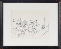 Street with Telephone Poles 20th Century Pen 
Ink