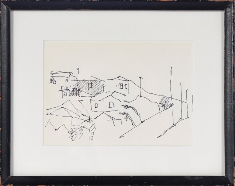 Jennings Tofel - Street with Telephone Poles 20th Century Pen and Ink ...