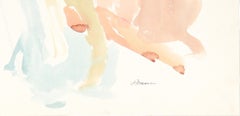 Abstracted Standing Nude 20th Century Watercolor