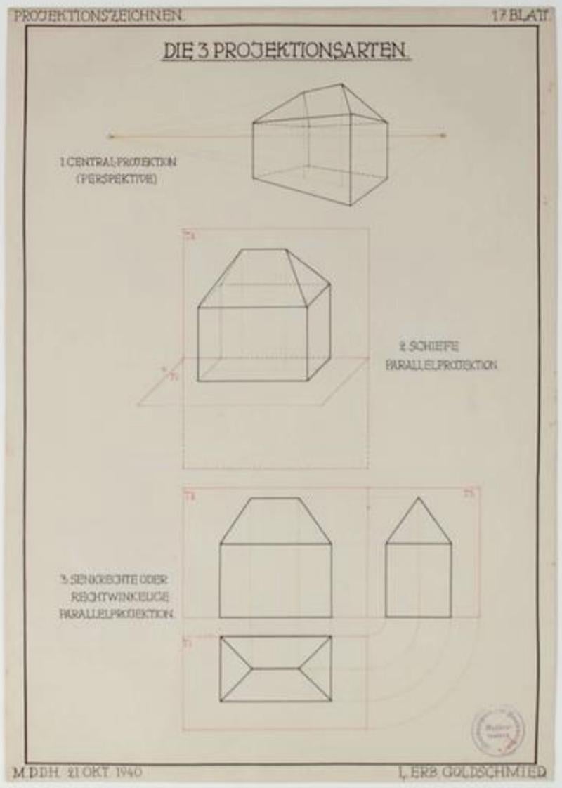 Bauhaus Academic German Engineering Diagram in Ink, 1940 - Gray Still-Life by Leo Erb