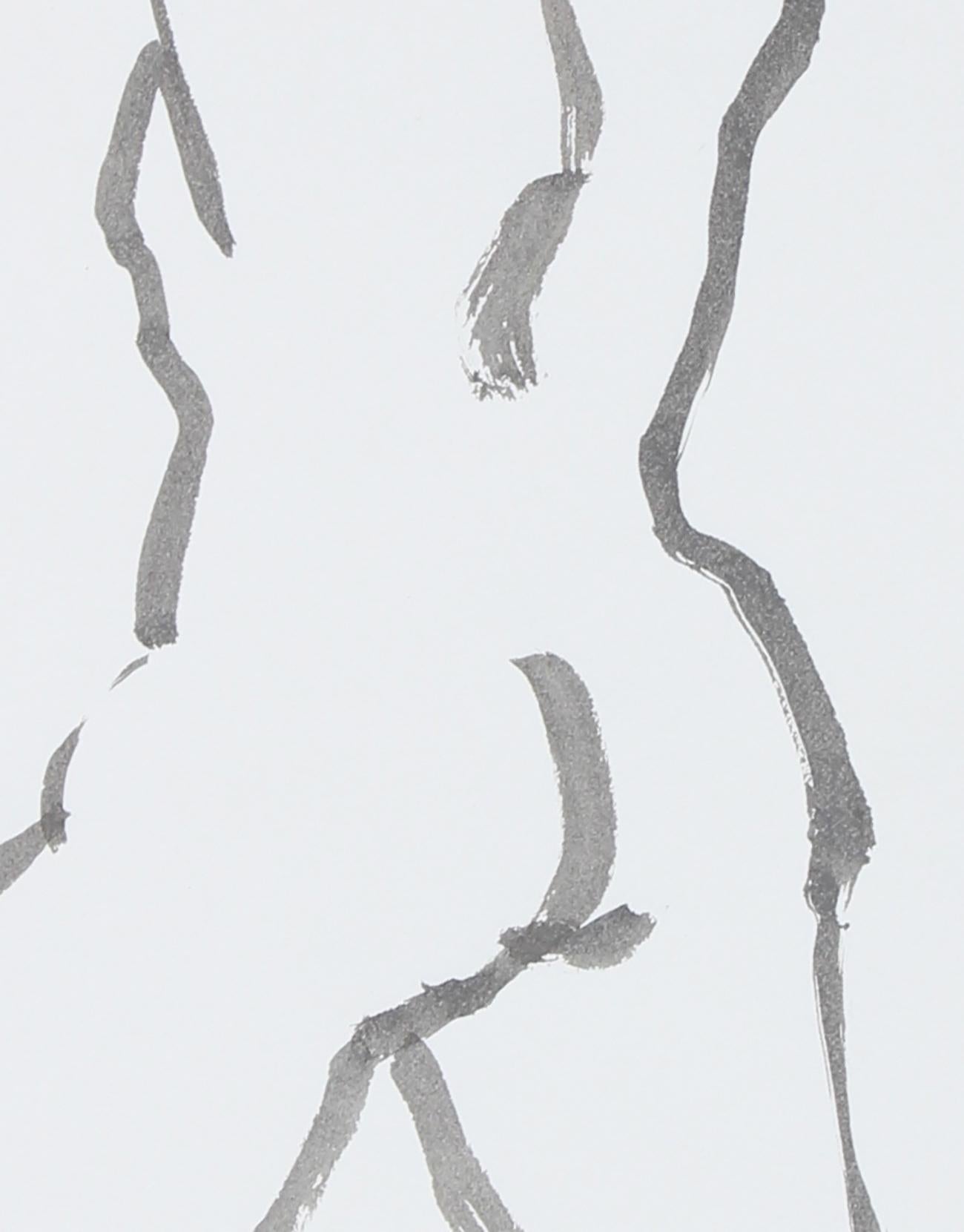 Nude Figurative Line Drawing in Ink Wash on Paper, 20th Century - American Modern Art by Rip Matteson