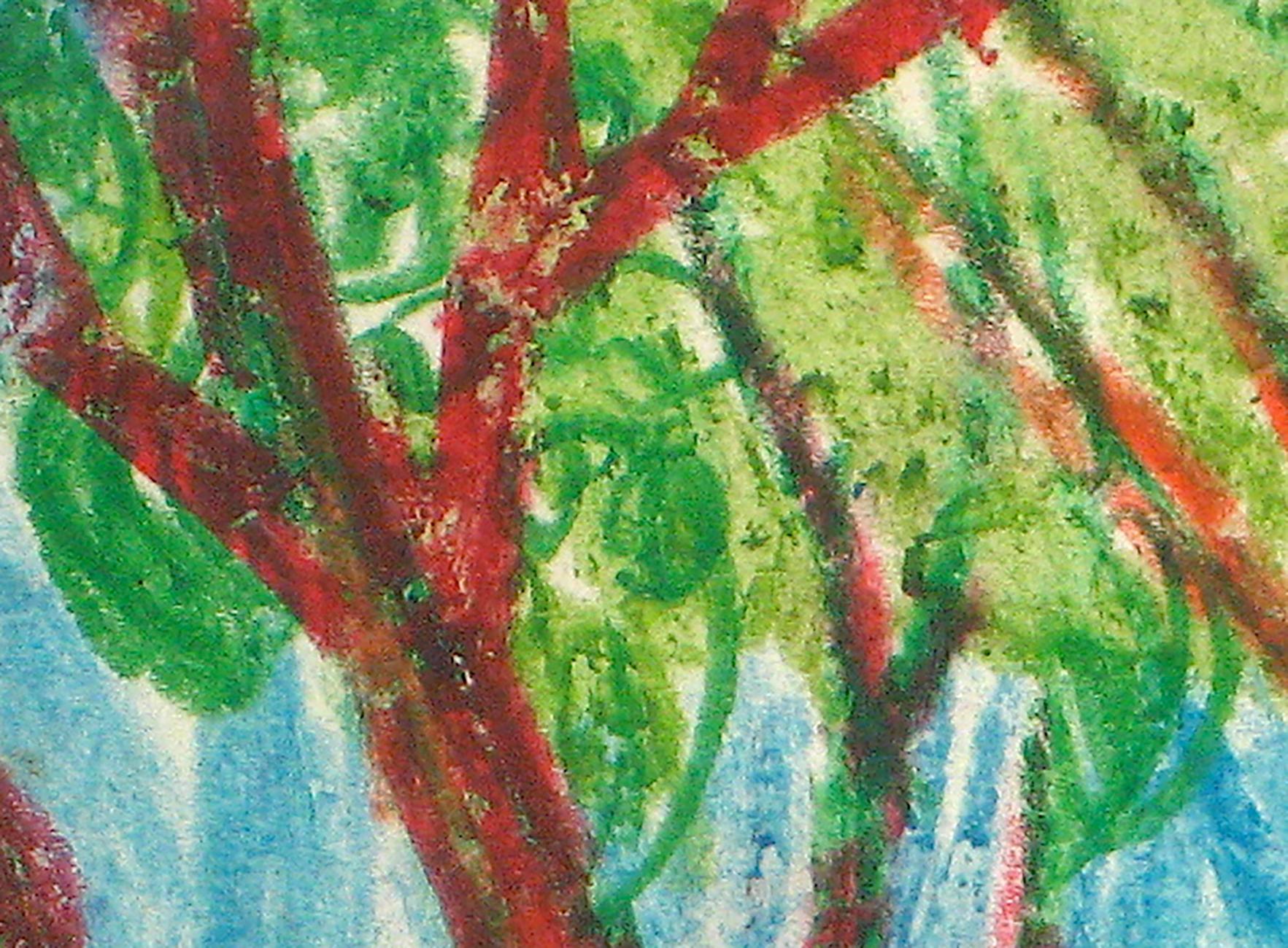 Colorful Trees in a Forest Grove, Expressionist Oil Pastel Drawing, Circa 1960 - Art by Gary Lee Shaffer