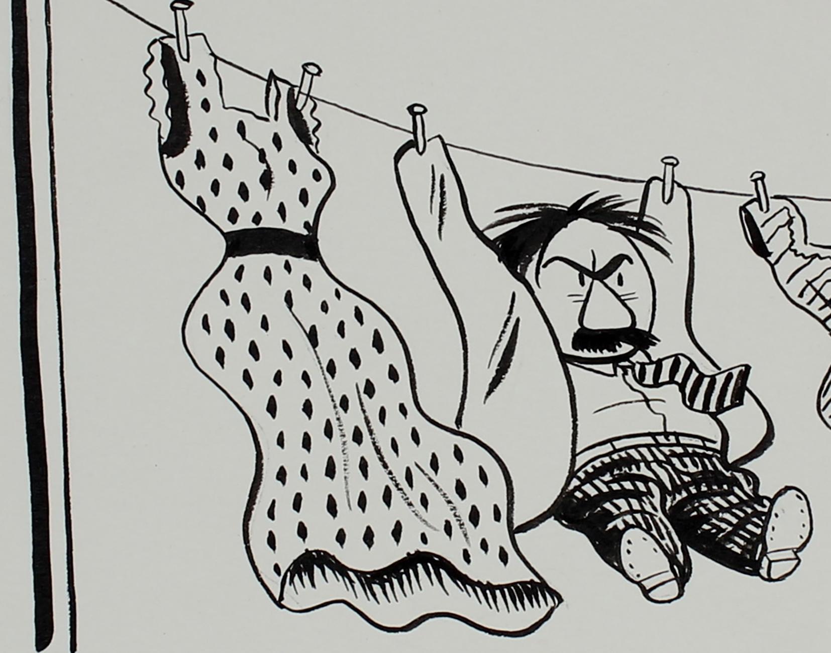 « Someone Had Made a Mistake », encre sur papier, illustration d'un tableau, 1946 - Modernisme américain Art par Clyde F. Seavey Sr.