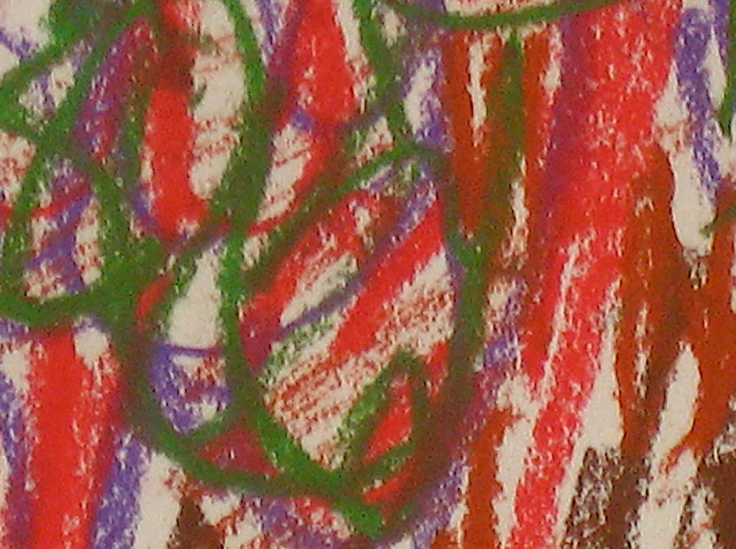 Colorful Abstract Expressionist Study in Pastel with Red and Blue, 1963 - Gray Abstract Drawing by Gary Lee Shaffer