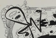 Modernist Abstract in Black Ink, Circa 1960s