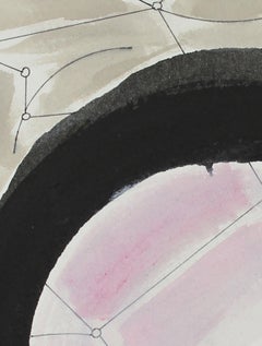 "Desert Constellation IV" New Mexico, Abstract in Gouache and Ink w/ Pink, 2017