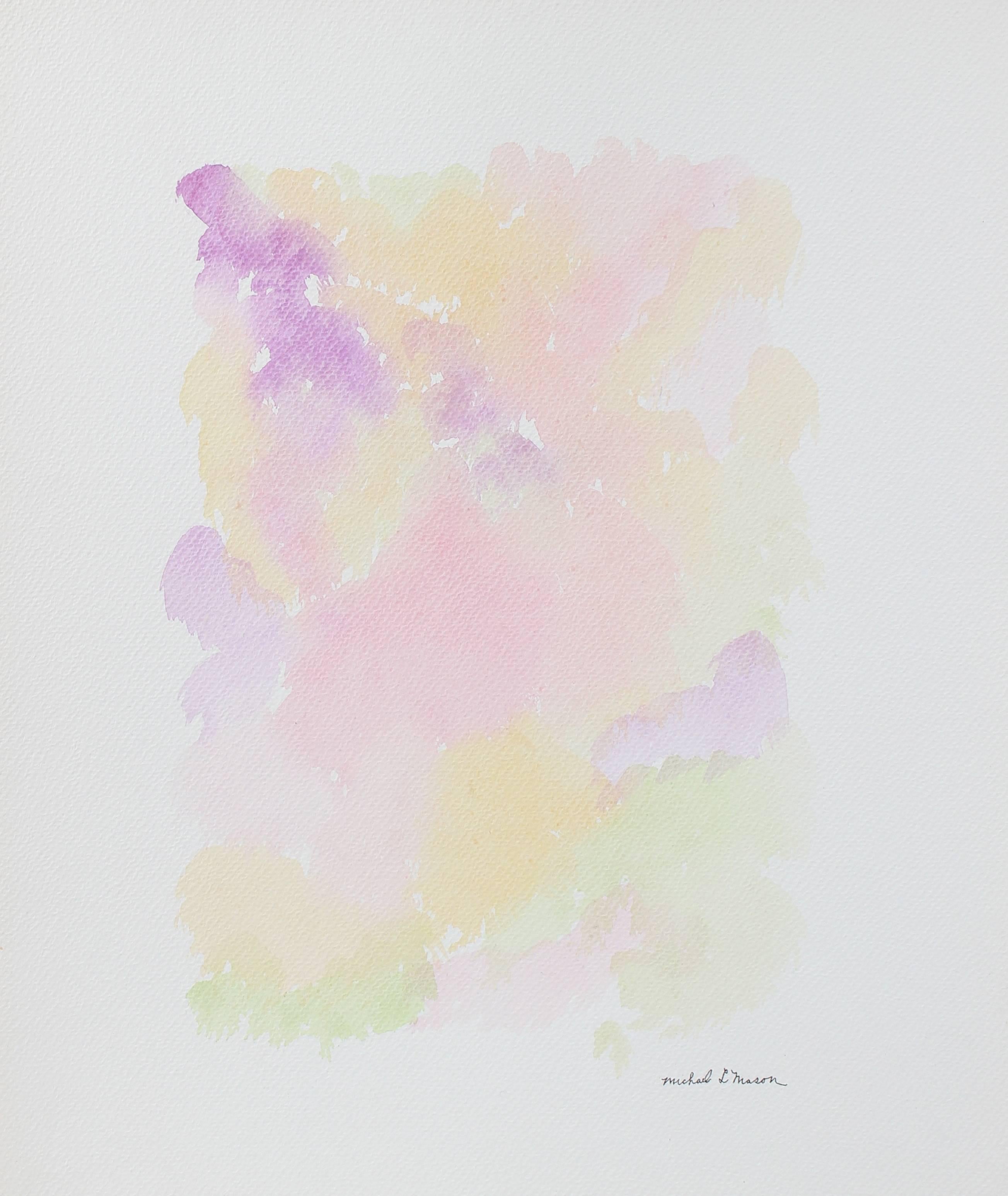 Pale Abstract Watercolor Painting in Pink, Purple, Orange, Yellow, Green, 1963 - Art by Michael L. Mason