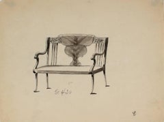 Study of a Settee, Ink and Graphite, Circa 1920s