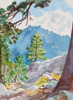 "Toward Thunder Mountain" Alpine Landscape  in Watercolor, 1997