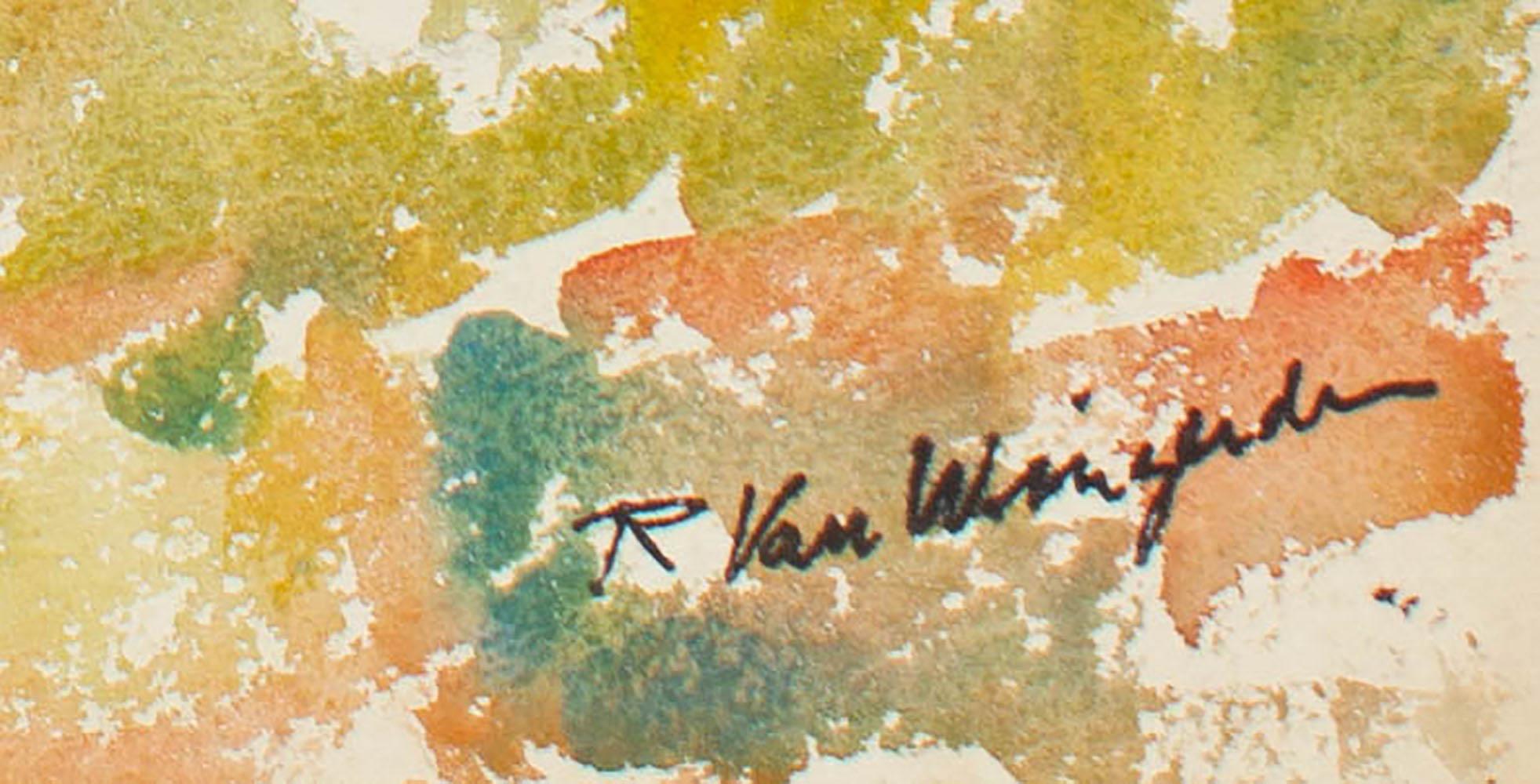 Richard Van Wingerden Red House with Picket Fence, Watercolor