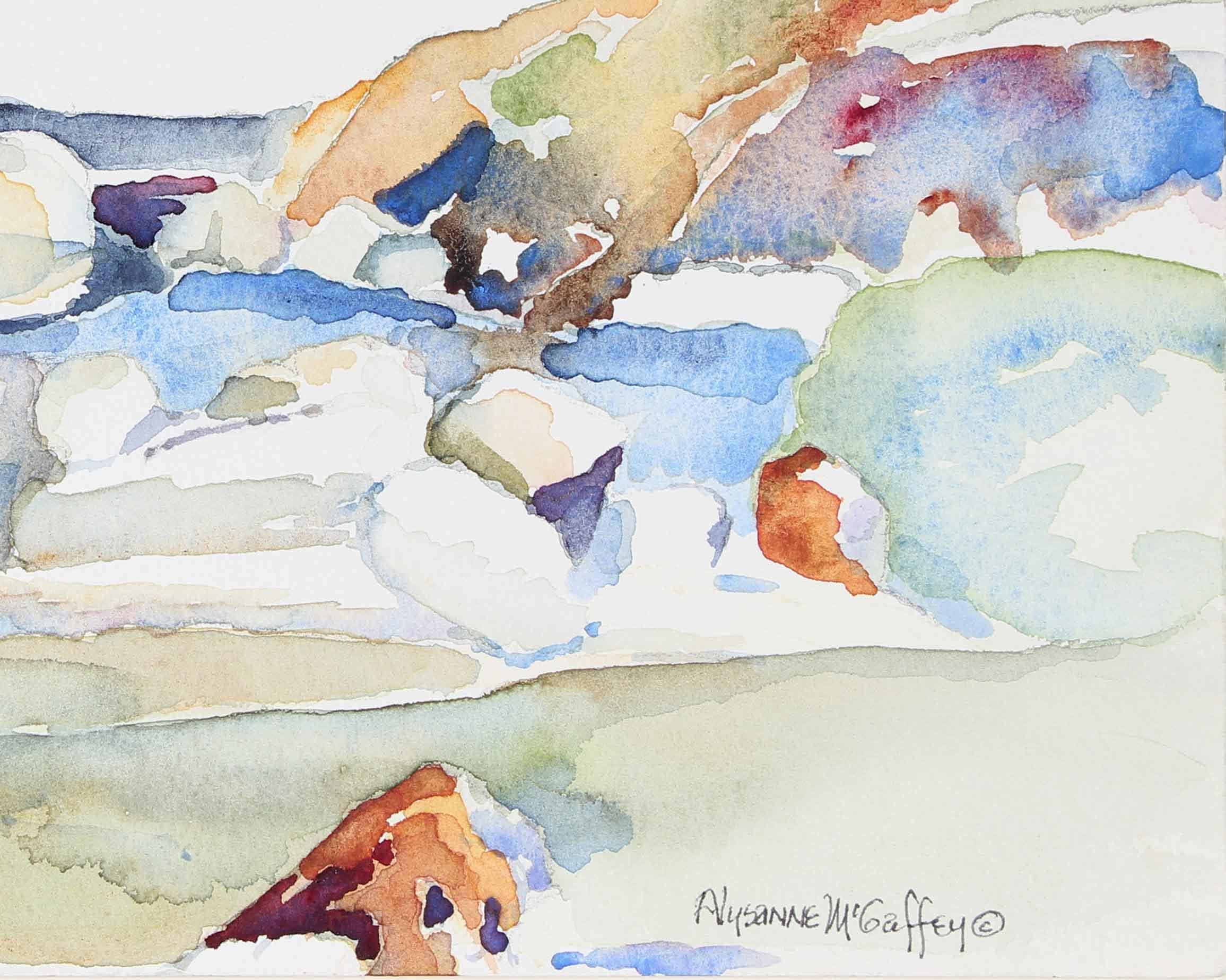 Marin, CA Coastal Landscape in Watercolor, Late 20th Century - Art by Alysanne McGaffey