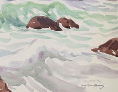 Pale California Seascape in Watercolor, 20th Century