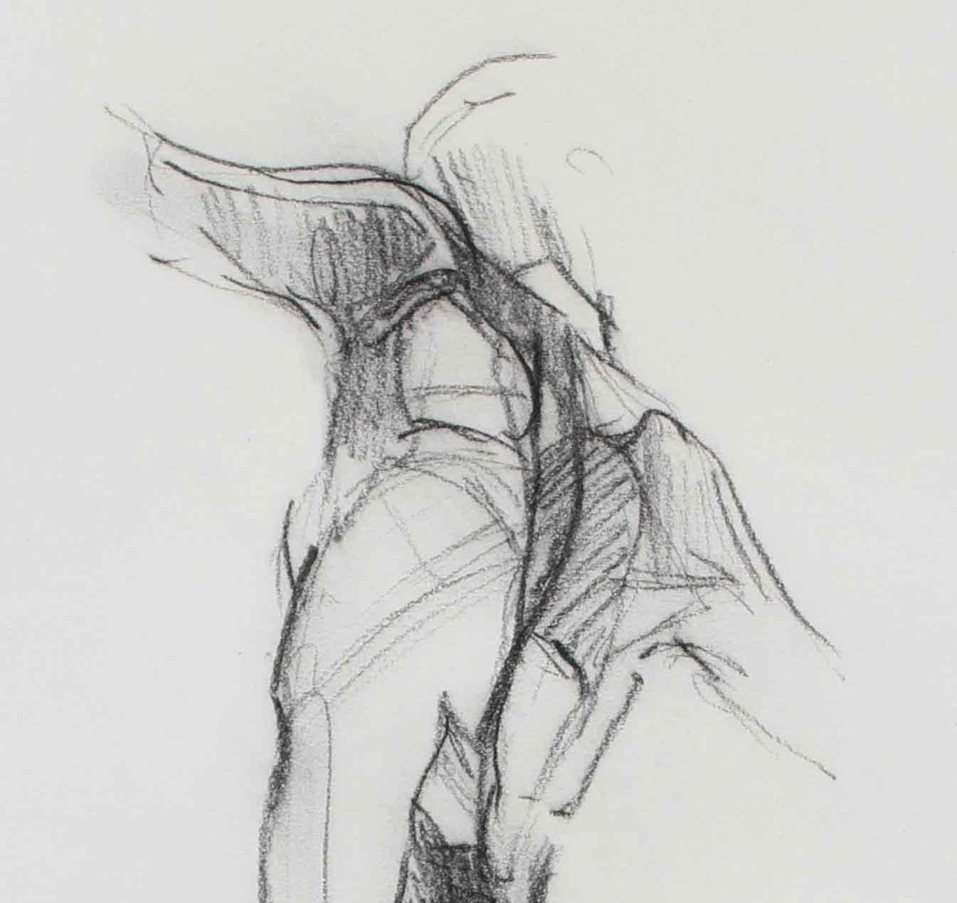 Monochromatic Figure Drawing, Graphite on Paper, Late 20th Century - Art by Anna Poole