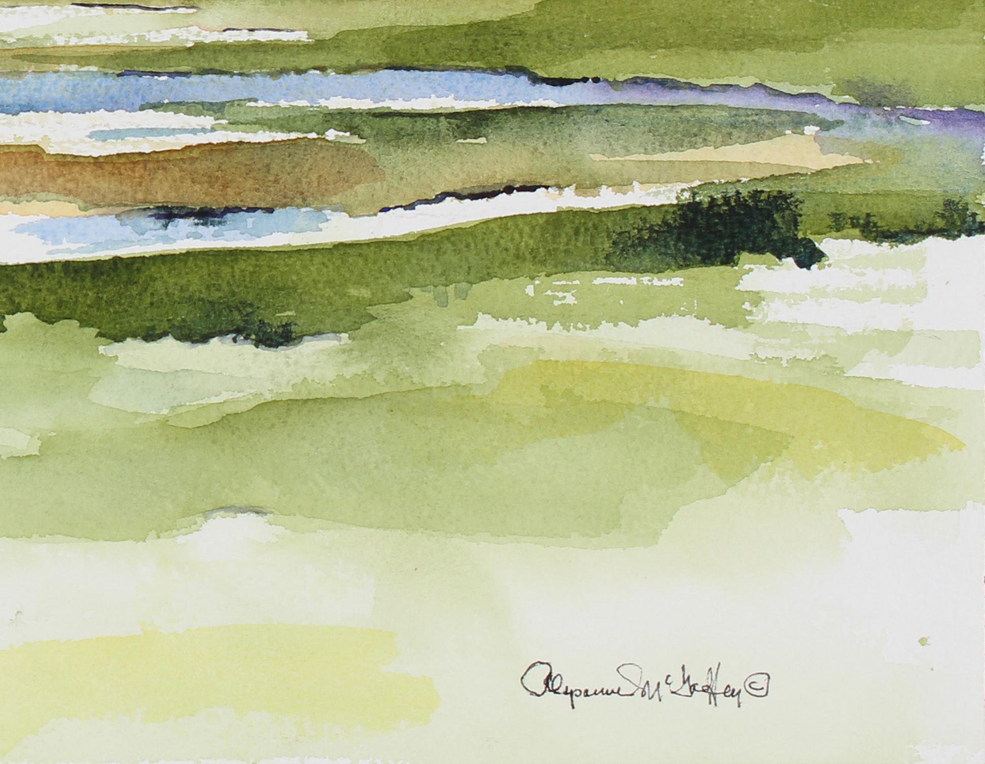 West Marin, California Landscape in Watercolor, Late 20th Century - Art by Alysanne McGaffey