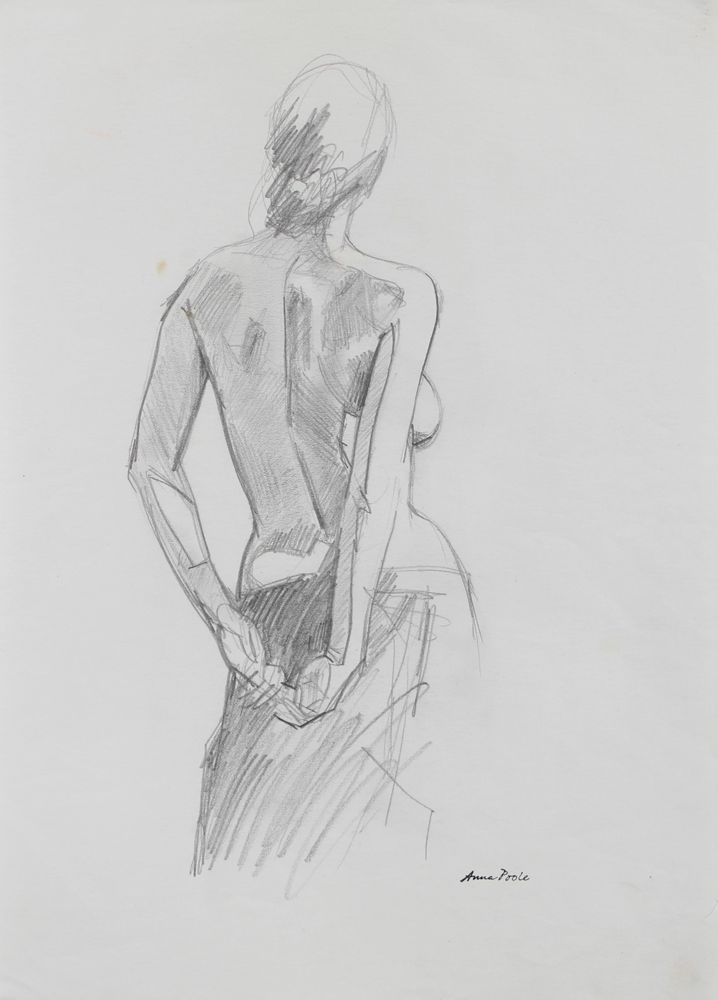 Anna Poole Figurative Art - Nude Female Torso, Graphite on Paper, Late 20th Century