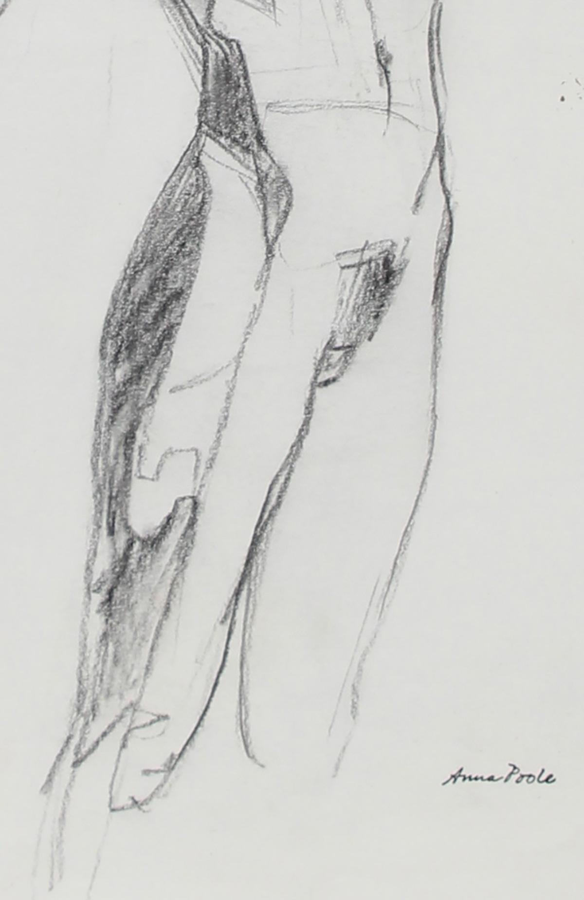 Bay Area Figurative Nude, Graphite on Paper, Late 20th Century - Art by Anna Poole