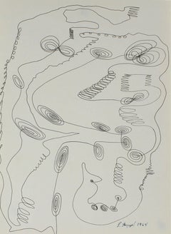 Modernist Abstract Ink Drawing, 1964