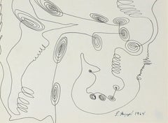 Modernist Abstract Ink Drawing, 1964