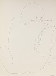 Minimalist Figure Drawing in Ink, Late 20th Century