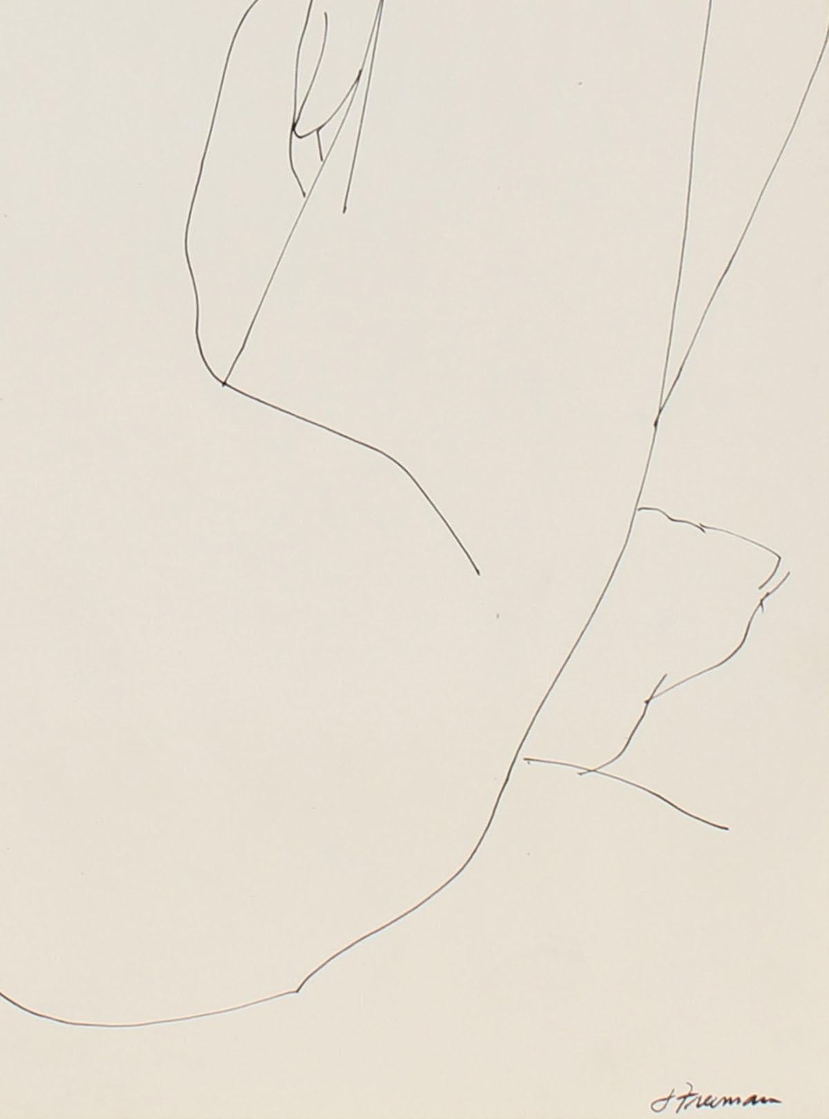 Minimalist Figure Drawing in Ink, Late 20th Century - Art by Jack Freeman