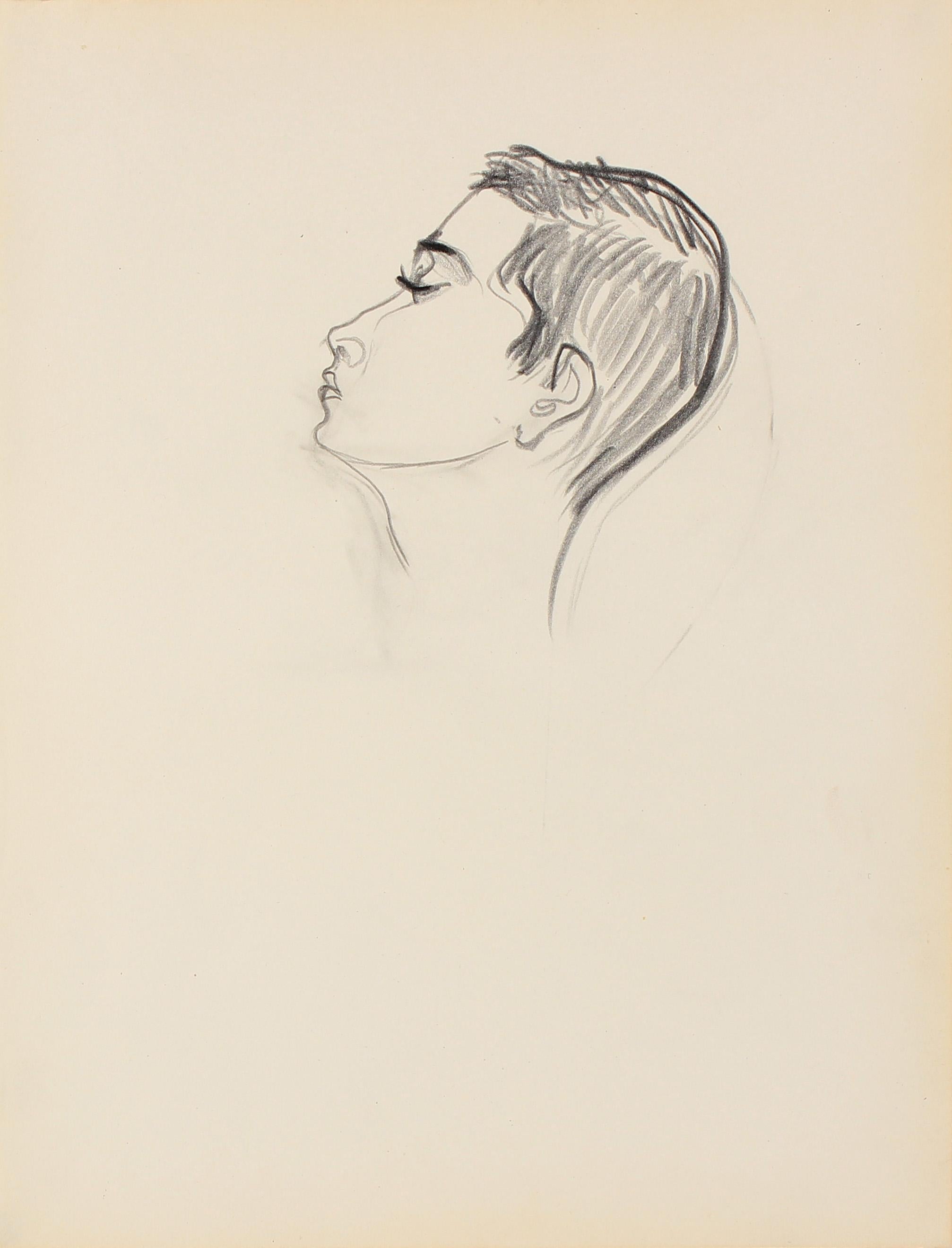 Retrato modernista en grafito, dibujo de finales del siglo XX - Art de Michael di Cosola