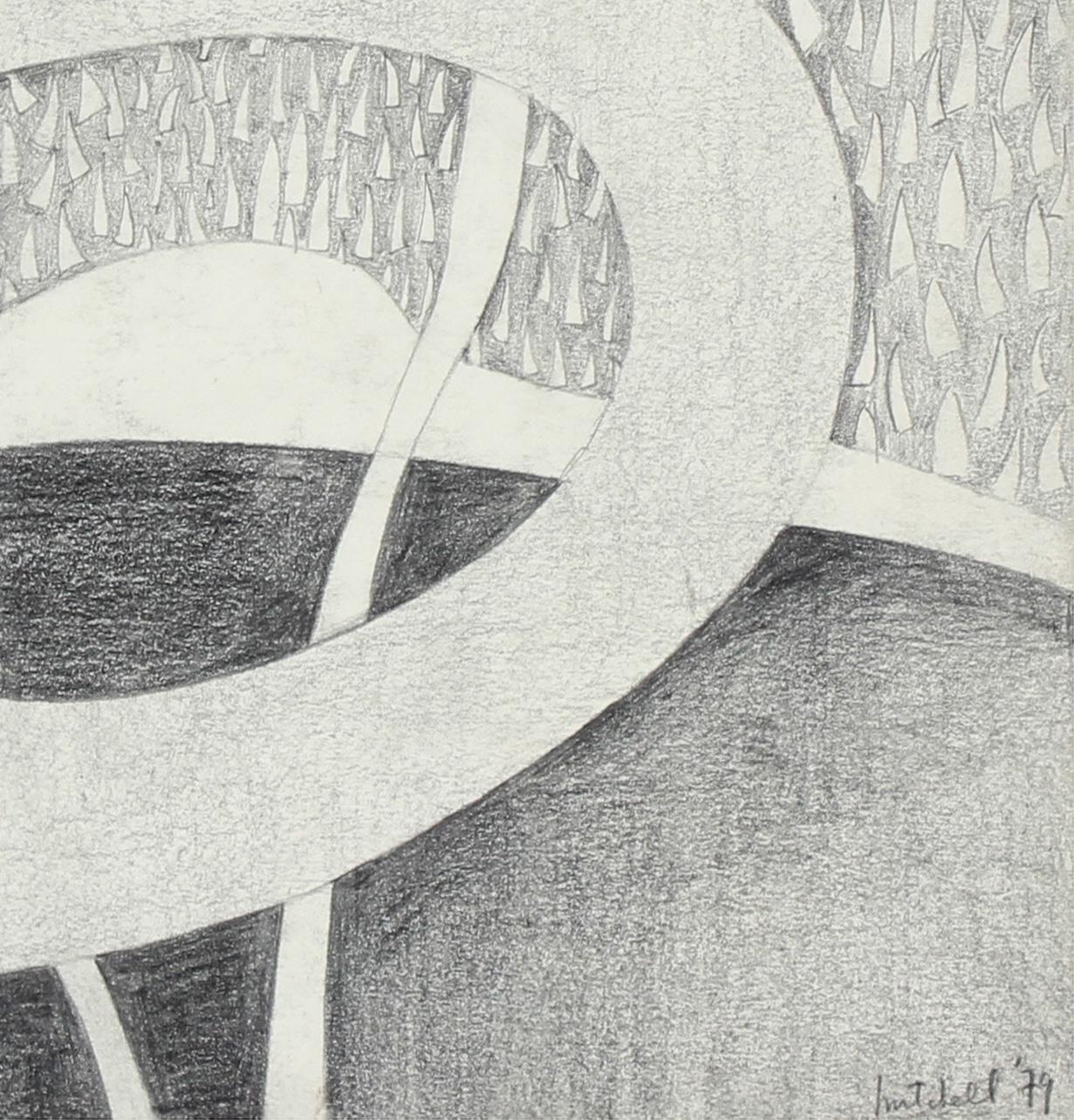 Black and White Surrealist Abstract in Graphite, 1979 - Art by Jane Mitchell