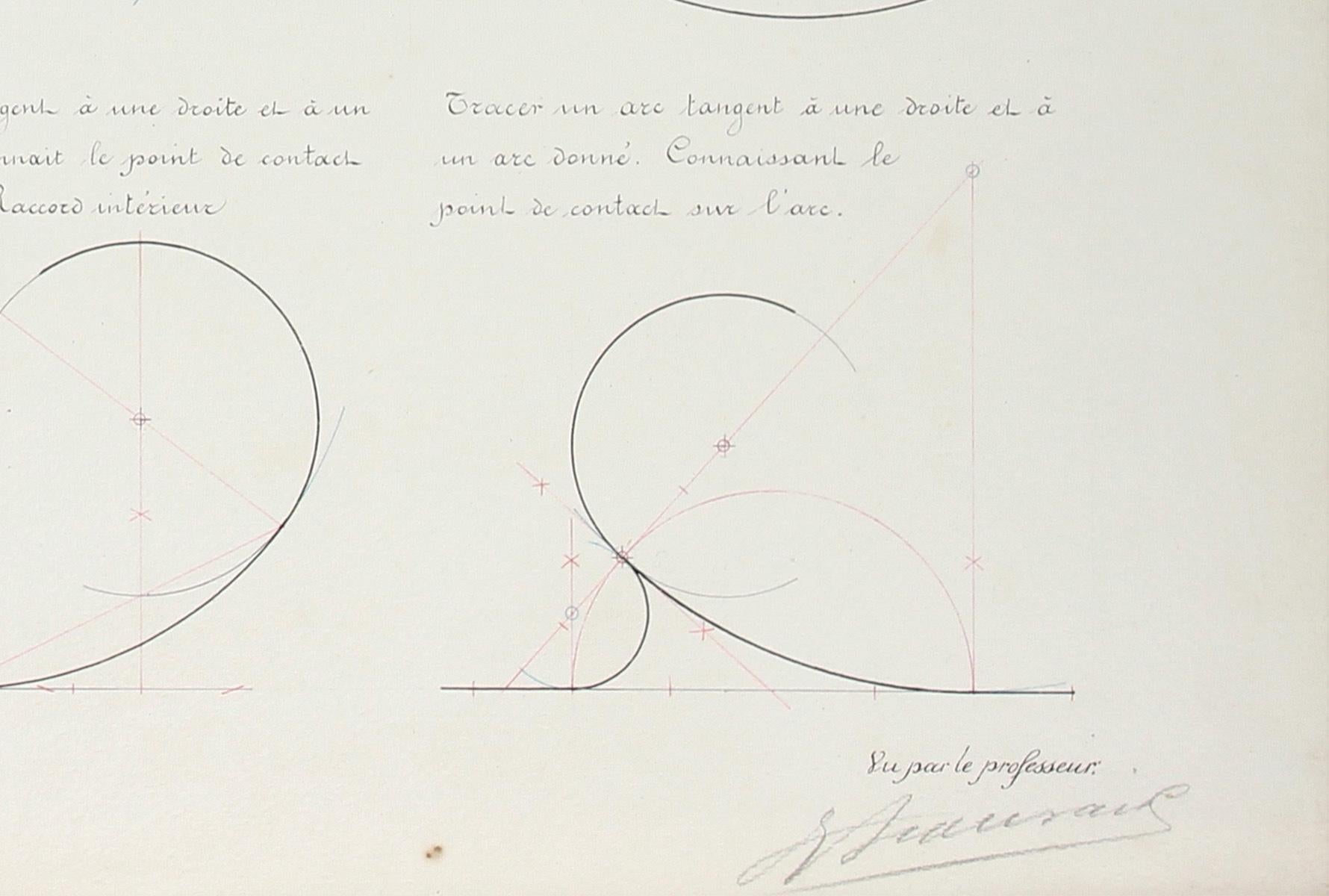 Abstract French Engineering Drawing in Ink, 1918 - Art by Andre Fourault
