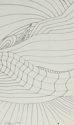Modernist Abstract Ink Drawing, 1967