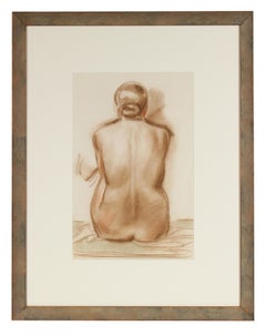 X - Female Nude Portrait in Pastel, Mid 20th Century