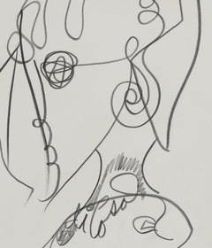 Abstracted Psychedelic Portrait in Graphite, Late 20th Century
