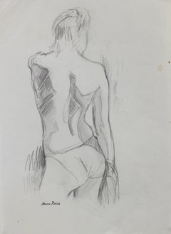 Female Nude, Graphite on Paper Figure Drawing, Late 20th Century