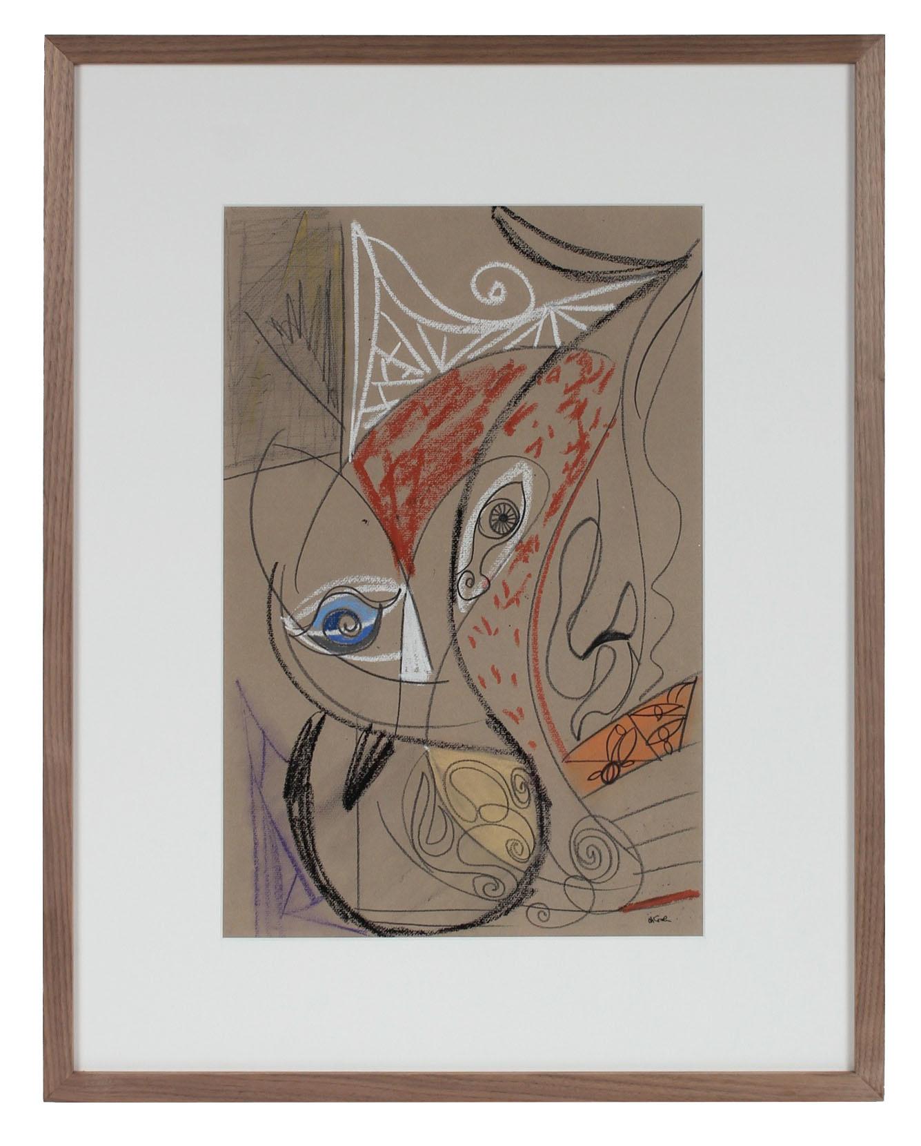 Michael di Cosola Abstract Drawing - Surrealist Abstract in Graphite & Pastel, Late 20th Century