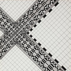 1960s Minimal Geometric Ink Drawing