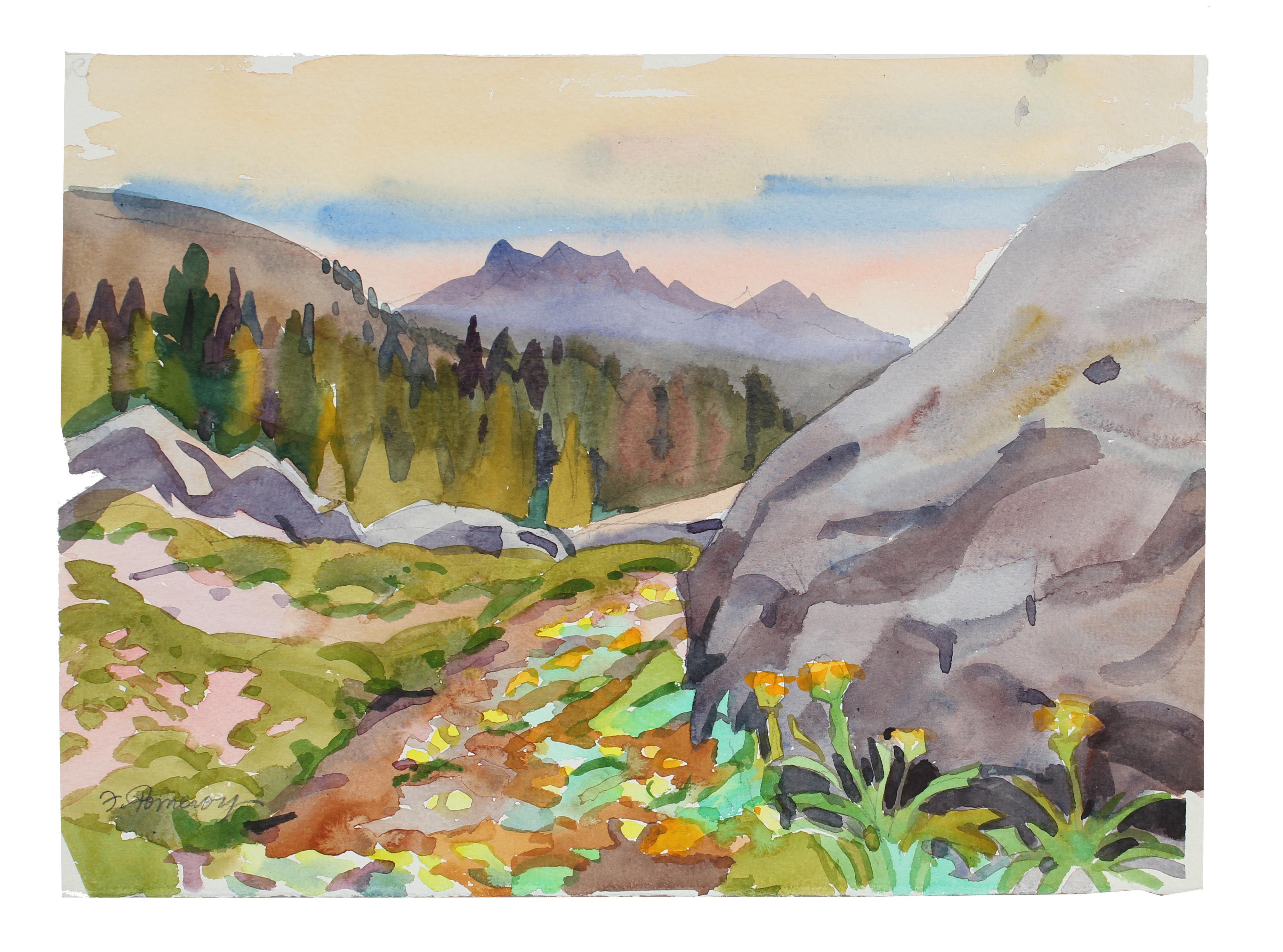 Frederick Pomeroy Landscape Art - "Above Lake Alpine: Ebbets Pass" Watercolor Landscape Painting