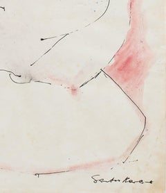 Figur mit Nachtmantel in schwarzer Tinte aus der Mitte des 20. Jahrhunderts