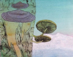 1960s Surrealist Ink and Watercolor on Paper
