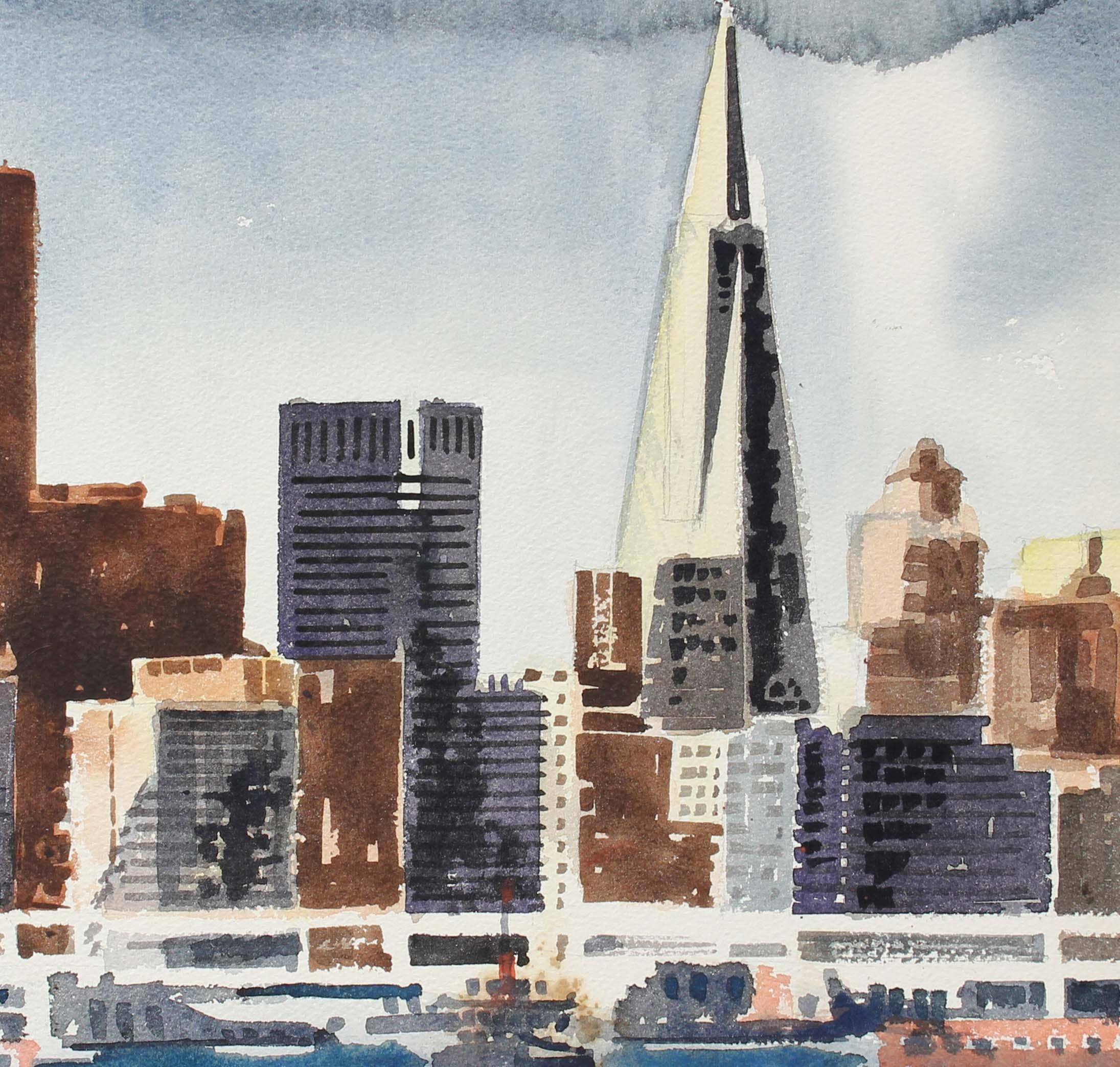 Late 20th Century San Francisco Watercolor Scene  - Art by John Nicolini