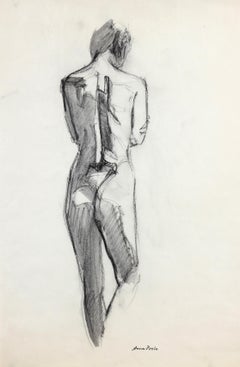 Full Figure from Behind, Graphite on Paper Drawing, Late 20th Century