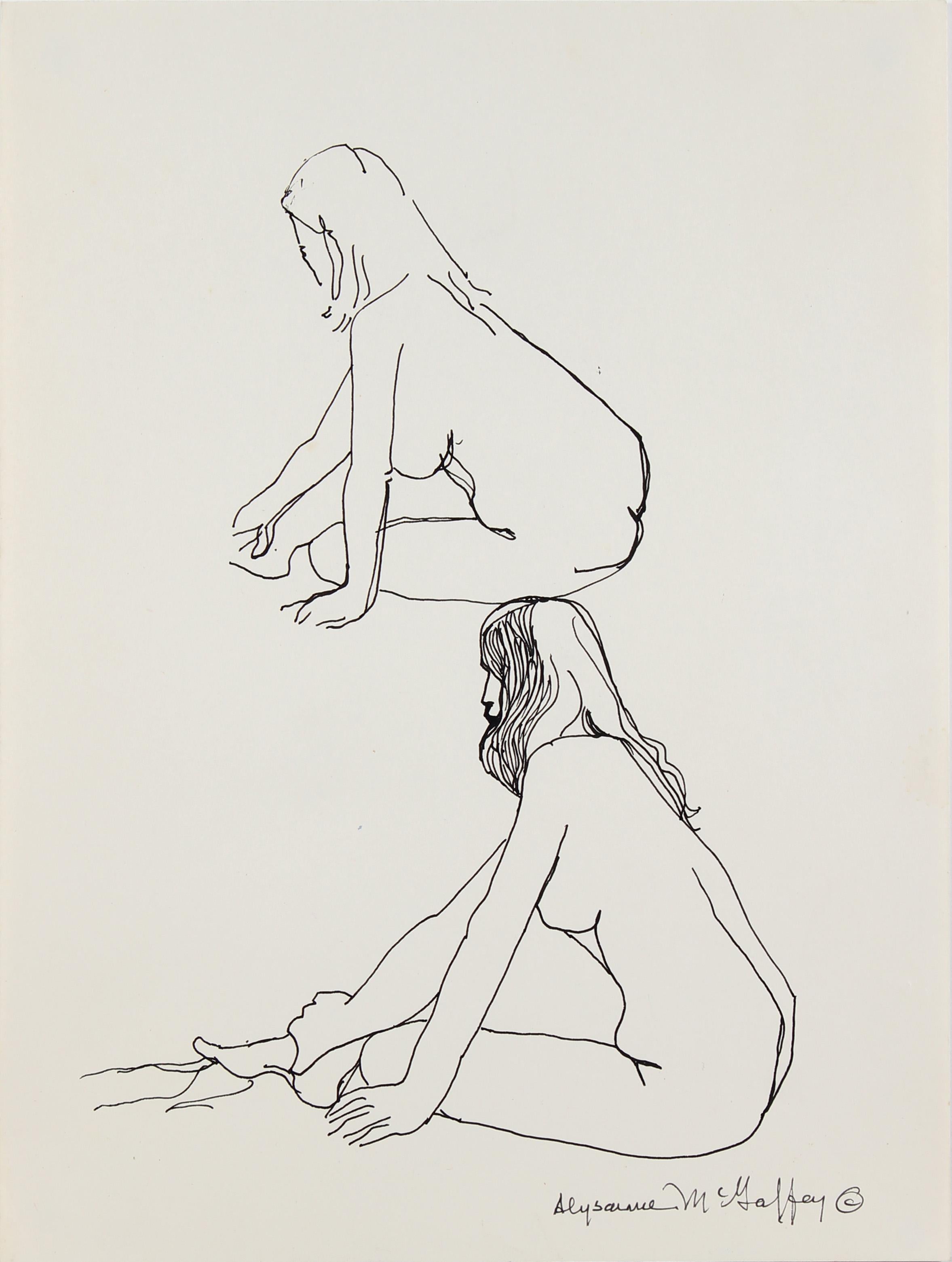 Alysanne McGaffey Nude - Two Modernist Woman figures Graphite, 1950s-1960s