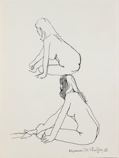 Two Modernist Woman figures Graphite, 1950s-1960s