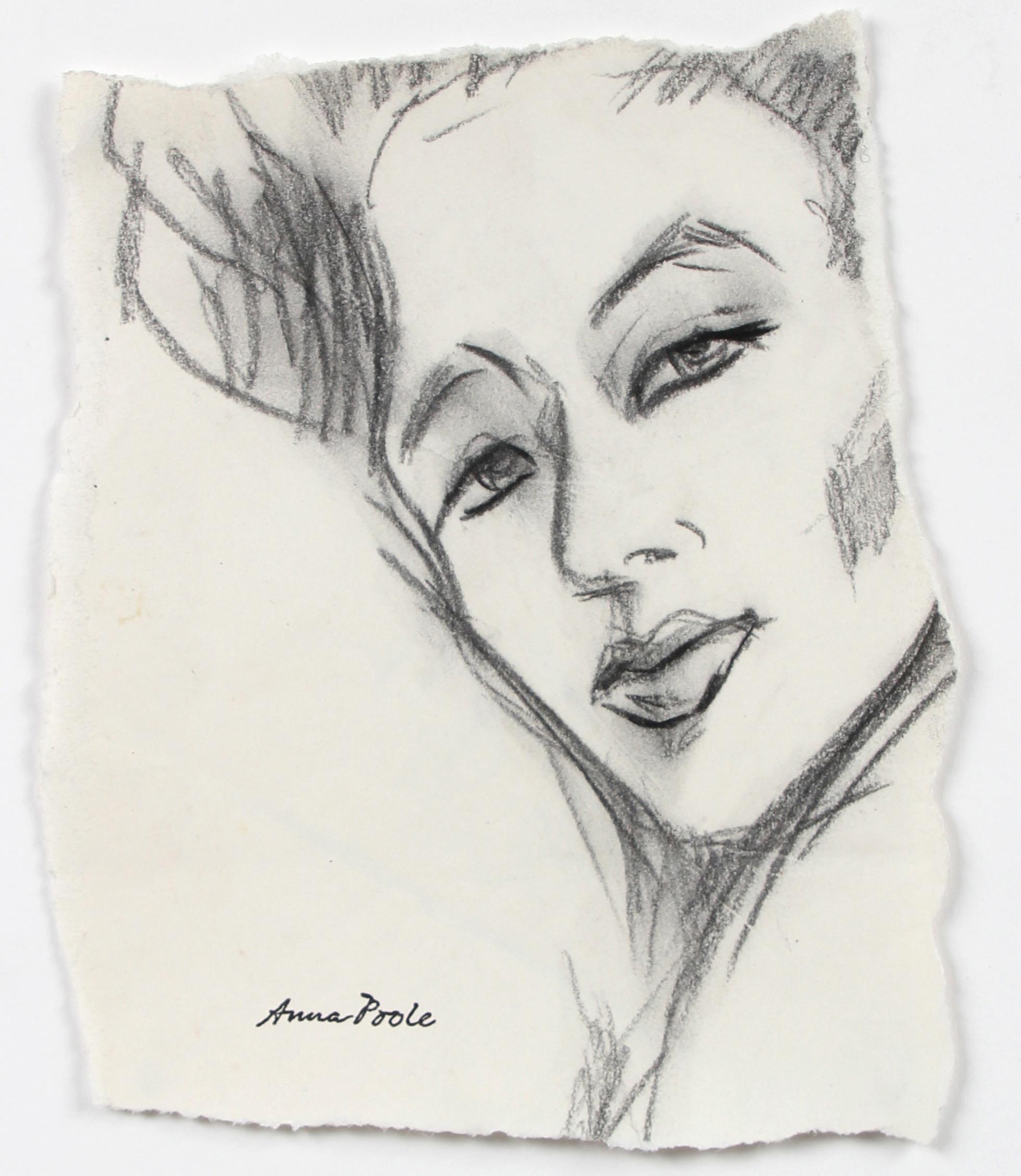 Anna Poole Figurative Art - Portrait of a Woman, Graphite on Paper, Late 20th Century