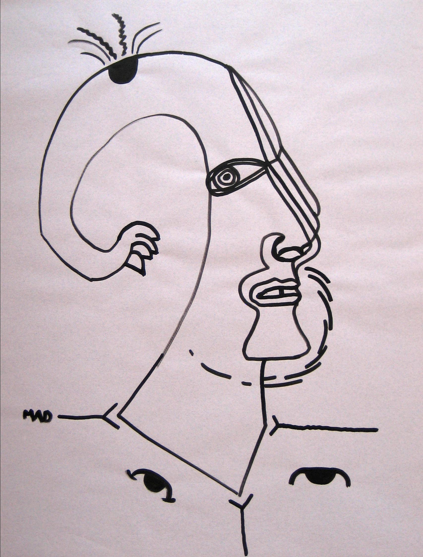 Michael di Cosola Portrait - 20th Century Continuous Line Drawing in Graphite