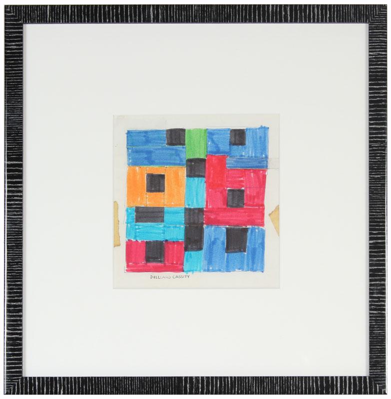 Dellard Cassity Abstract Drawing - 1970s Mixed Media Geometric Abstract