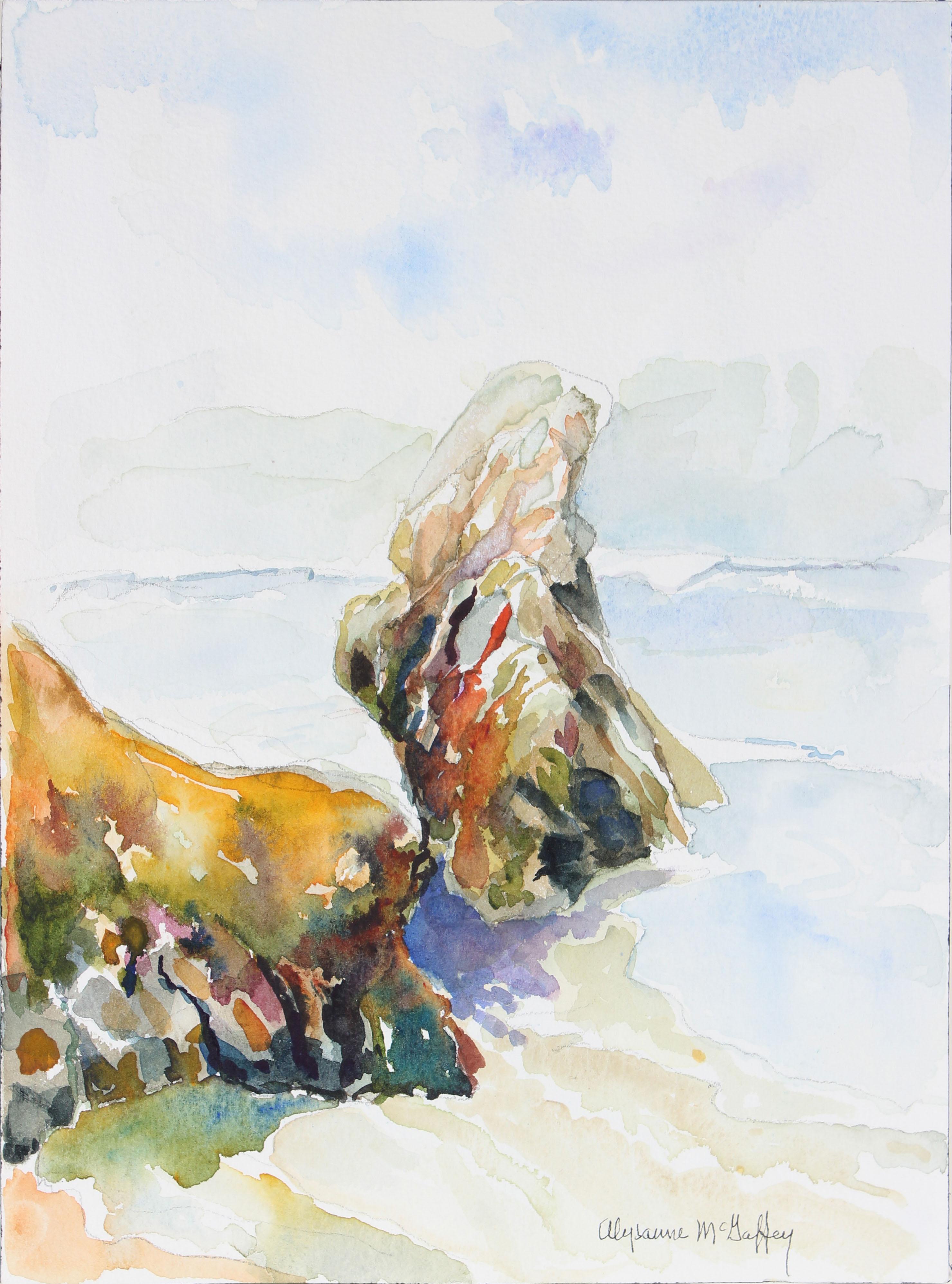 Alysanne McGaffey Landscape Art - 20th Century Northern California Seascape in Watercolor 