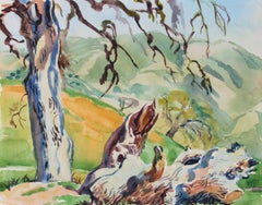 1970s "Towards Greenfield" Landscape in Watercolor