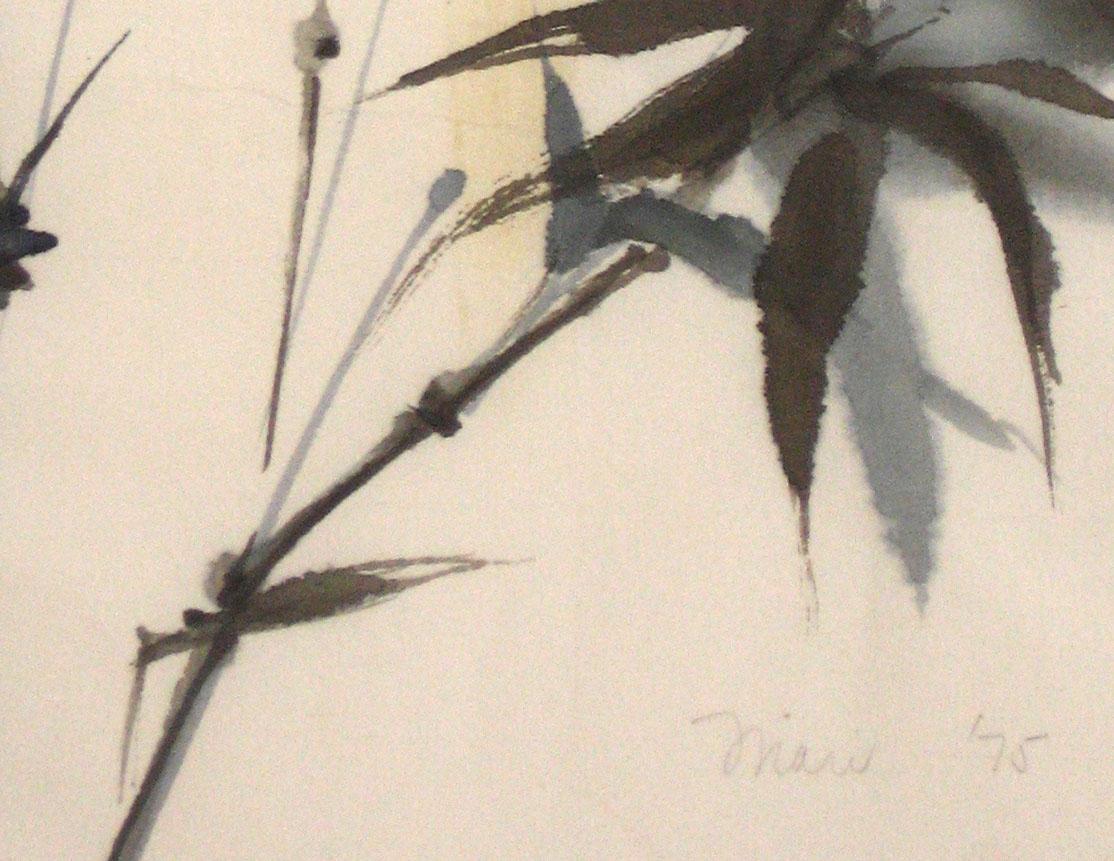1975 Ink Wash and Watercolor Painting of Bamboo on Paper - Art by Unknown