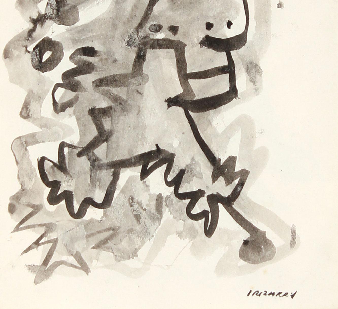 1960's Monochromatic Abstracted Figure  - Modern Art by Santos Rene Irizarry