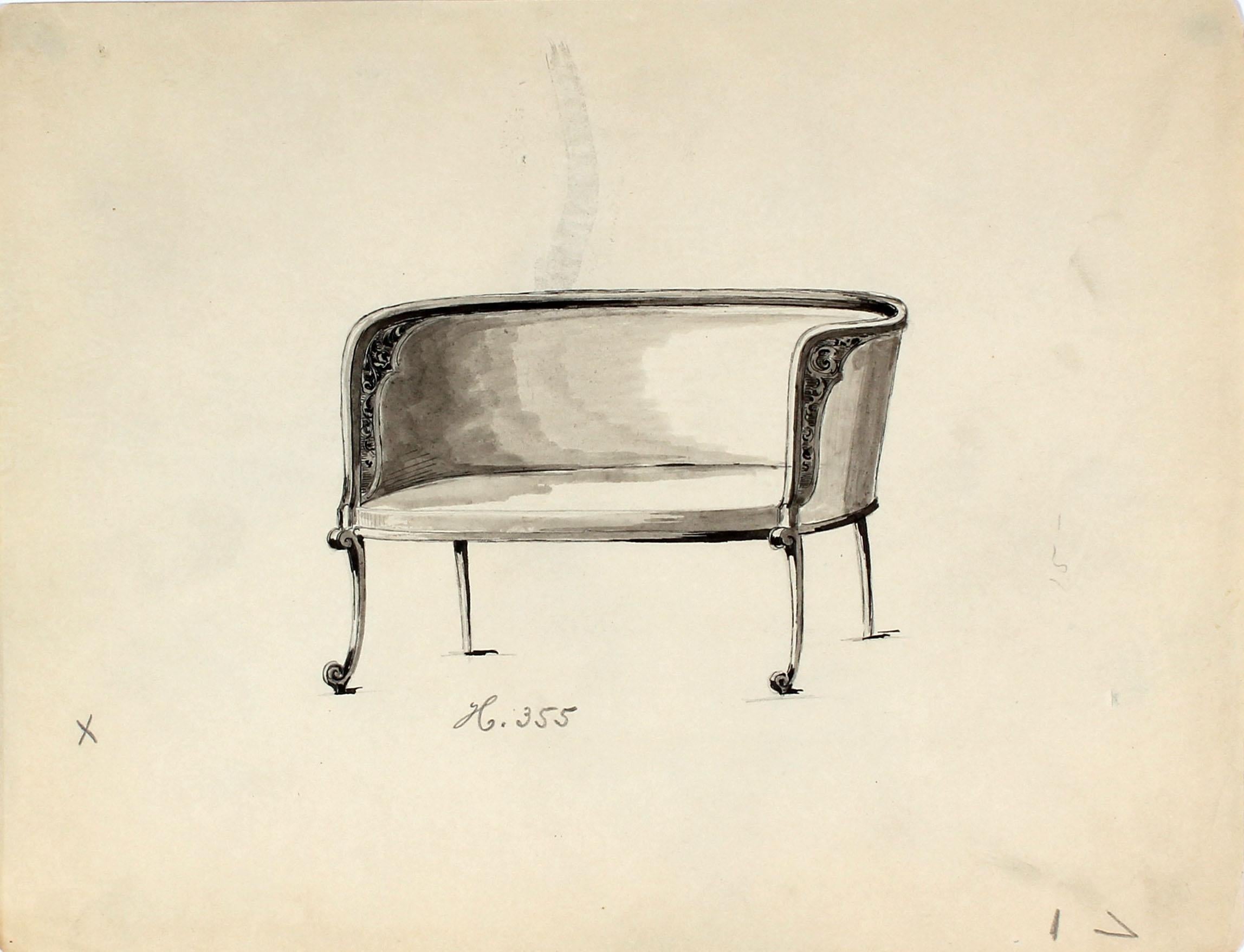Unknown Still-Life - Early 20th Century Chair Design in Ink and Graphite 