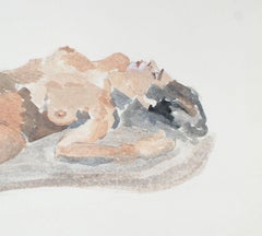 1980's "Reclining Woman" Figurative Ink Wash