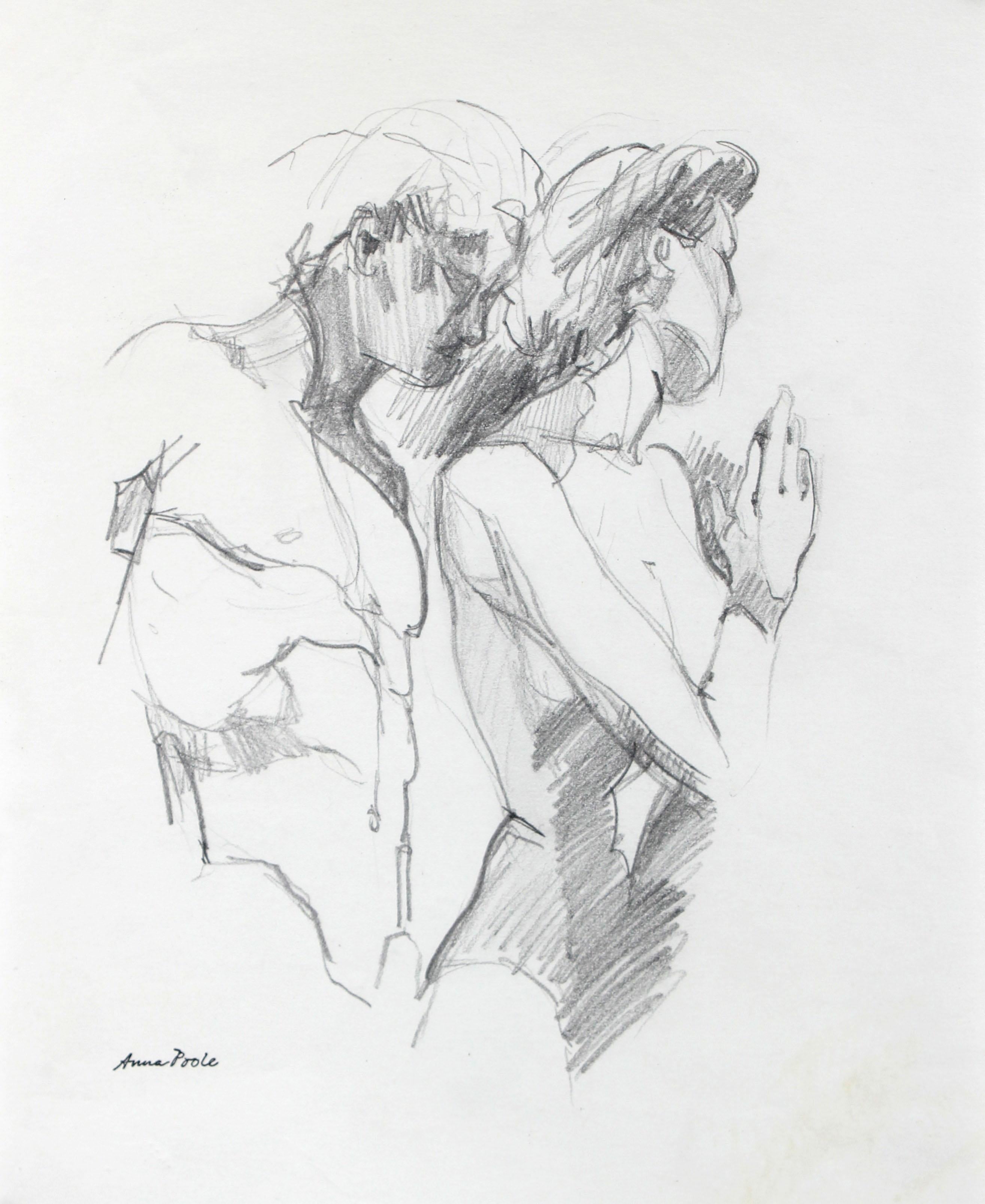 Anna Poole Nude - Late 20th Century Drawing of Two Figures in Graphite